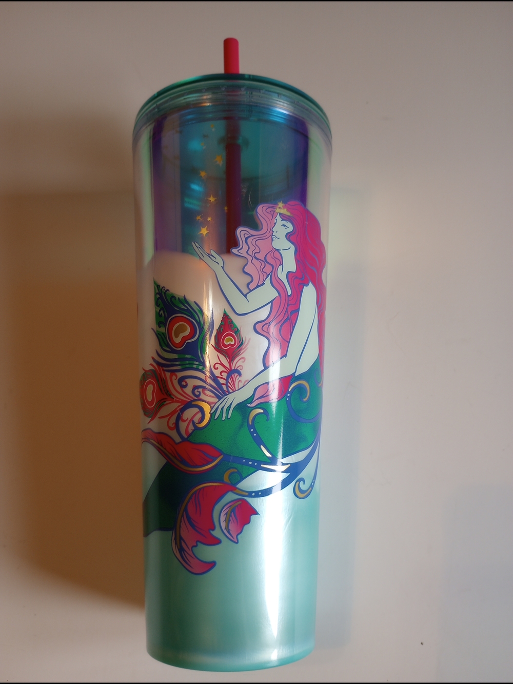 Starbucks 2024 Holiday Iridescent Holo Siren Mermaid Star Lid 24oz Tumbler.
